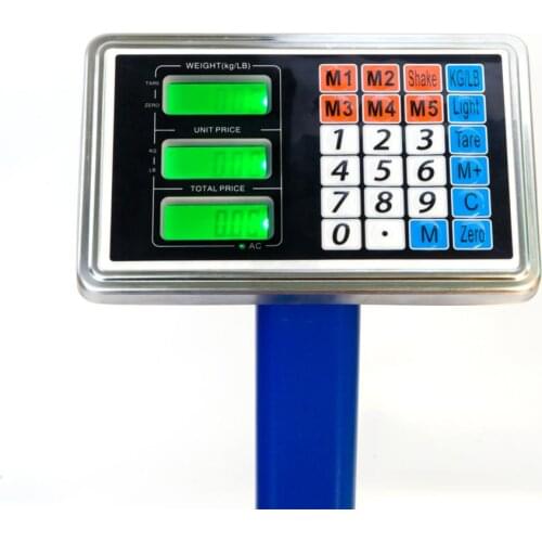 300KG/661lb LCD Digital Personal Floor Postal Platform Scale 5 Unit Prices Storage Ac 220v/110v Build-in Rechargeable Battery