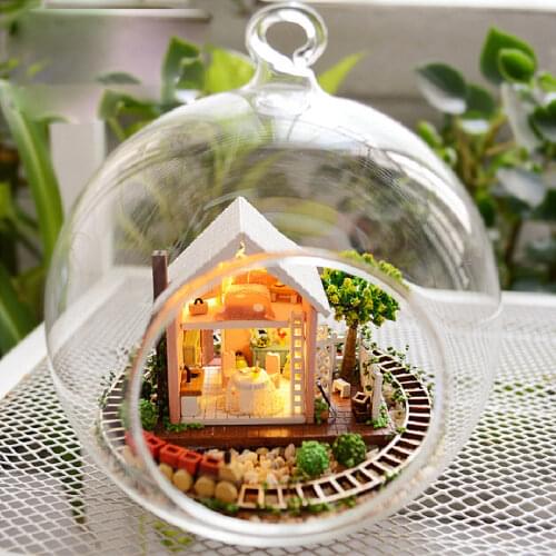 Cutebee Glass Ball DIY DollHouse Kit Wooden Doll Houses Miniature Dollhouse Furniture Kit Toys For Children Birthday Gift