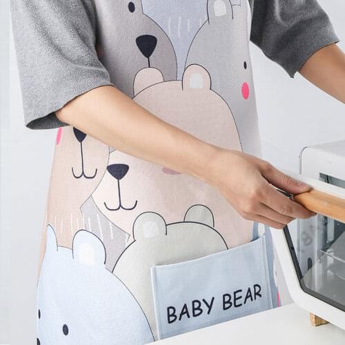 Cotton Linen Apron for Men Women Adult Children Creative Cartoon Bear Apron Kitchen Waterproof Aprons Baking Cooking Tool
