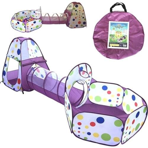 3-Piece Kids Play Tent Crawl Tunnel and Ball Pit with Basketball Hoop Playhouse for Boys Girls Babies and Toddlers