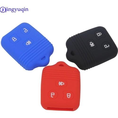 Jingyuqin 10pcs 3 Button silicone rubber Car Key Fob Case cover set holder for Ford Escape F 150 Explorer Remote Key Cover