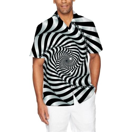 Classic Black and White Hypnosis dizzy 2021 Summer Popular blouses casual shirts t-shirt button short sleeve 3D Printing Shirt