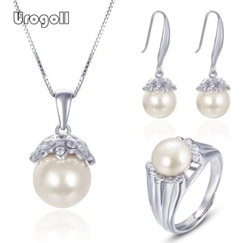 Genuine 925 Sterling Silver Jewelry Sets Cubic Zirconia Heart Necklace Earrings Ring For Women Engagement Jewelry Gift