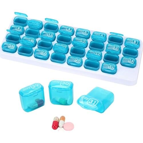 1 month household pills Box Pill Box 31 Grids Pillbox Medicine Dispenser Pill Splitter Storage Container Tablet Medicine Holder