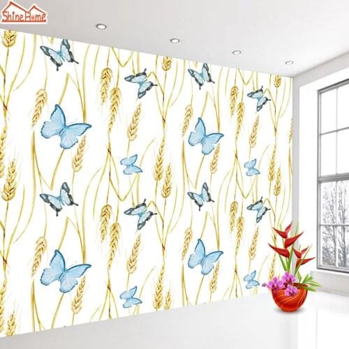 Beautiful Butterfly Wheat Pattern 3d Wallpaper Wallpapers for Living Room Wall Paper Papers Home Decor Removable Murals Rolls