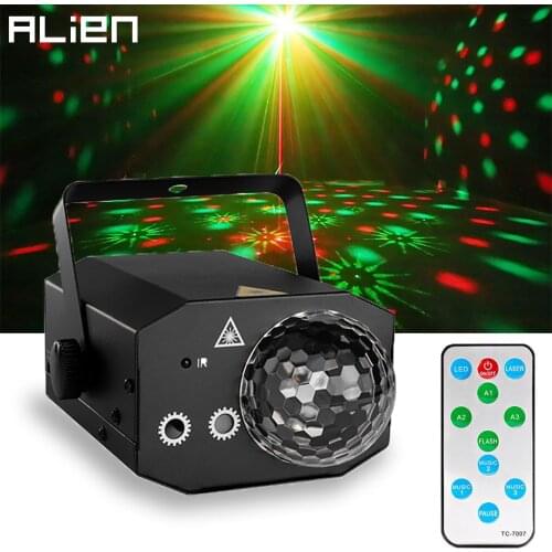 ALIEN 64 Patterns DJ Laser Projector RGB LED Crystal Magic Disco Ball Party Holiday Bar Wedding Dance Xmas Stage Lighting Effect