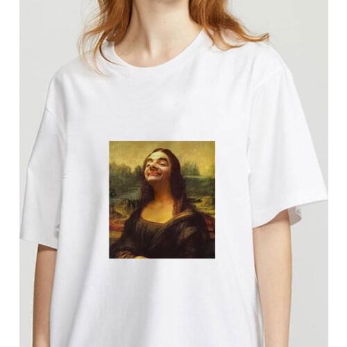 2021 women New summer spoof Mona Lisa Printed T Shirts Women Aesthetics funny Tshirts summer hot selling clothing