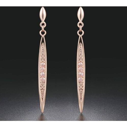 New Fashion Vintage Earrings Rose Gold Color Austrian Rhinestone Bar Earrings For Women Brincos E055 E056
