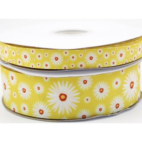 New Daisy printed stain ribbon wedding party decoration DIY crafts for making hair bows16mm 22mm 25mm 38mm 57mm 75mm