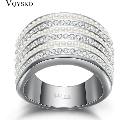 Top Quality Stainless steel Wedding Rings For Women 316L Stainless Steel Engagement Fashion Austrian Crystal Jewelry