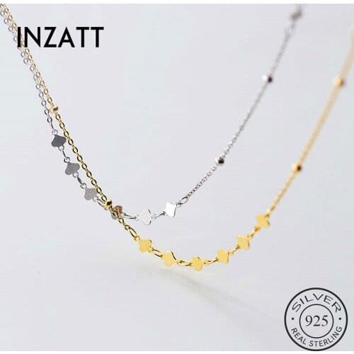 INZATT Real 925 Sterling Silver Bead Pendant Choker Necklace For Fashion Women Minimalist Fine Jewelry Bohemia Accessories