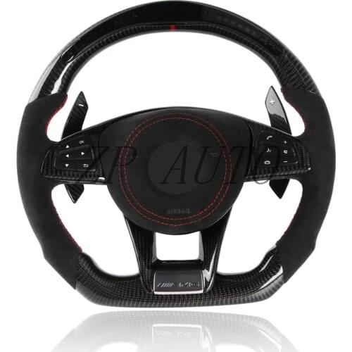 Fits For Mercedes Benz AMG W212 W213 W211 E300 W202 W204 W205 C E Class C63S Carbon Fiber Italy Alcanrata LED Steering Wheel