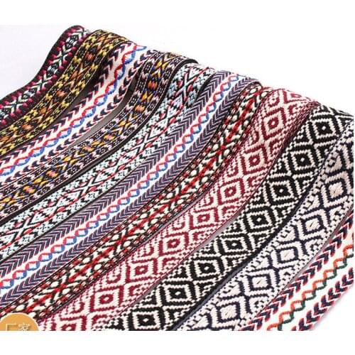 2.5cm Width Polyester Webbing Handmade Mix Color Geometry Woven Webbing Sewing Ribbon DIY Clothing Decor 40 Yards