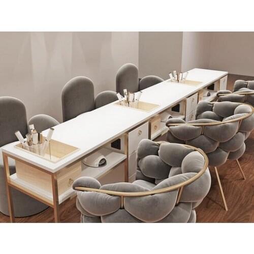 Simple manicure table and chair set single double functional solid wood manicure table double web celebrity combination