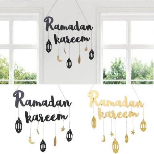 Ramadan Kareem Letters Wall Hanging Decor Star Moon Eid Mubarak Bedroom Living Room Background Wall Decoration