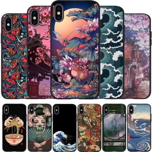 Japanese Style Art Japan Silicone Phone Case For iPhone 11 XR XS Max 7 8 6 6S Plus 5 5S SE 2020 Back Cover For iPhone 11 Pro
