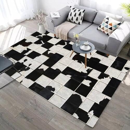 Modern Nordic Style Luxury Black and White Geometry Floor Mat Door Mat Carpet Anti-slip Mat Hall Bedroom Home Decoration