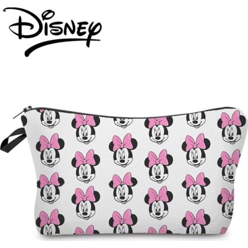 Disney Mickey Minnie Cosmetic Bags Casual Mini Makeup Bag High Quality Women Portable Storage Bag Cute Girl Cartoon Pencil Case