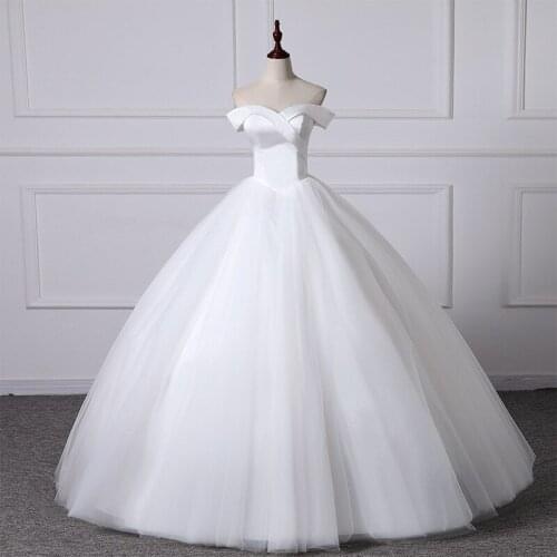 Wedding Dress 2020 Gryffon Real Photo Classic Satin Elegant Boat Neck Lace Up Ball Gown Princess Simple Wedding Gown Customize