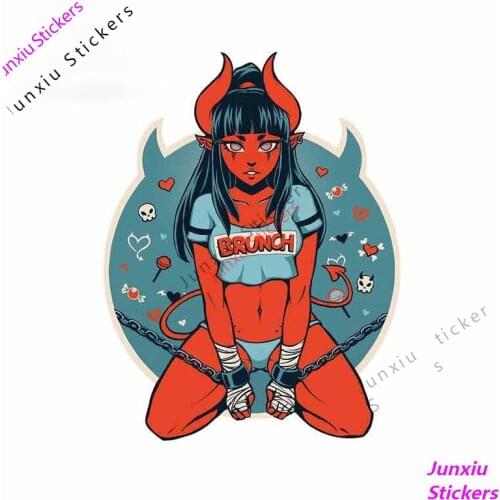Creative Devil Girl Cartoon Graffiti Anime Car Stickers and Decals Vinyl Sticker Bumper Vehicle Window Decoration PVC13x9cm