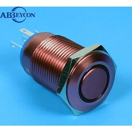 TY TY 1645Z red/pink 16mm High round 12VDC ring LED illuminated metal pushbutton latching switch