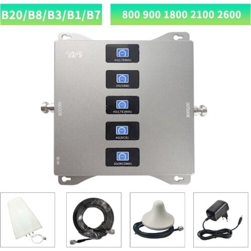 4G Cellular Amplifier GSM 800 900 1800 2100 2600 Mobile Signal Booster Repeater 2G 3G 4G Cellular Signal Amplifier Repeater Set