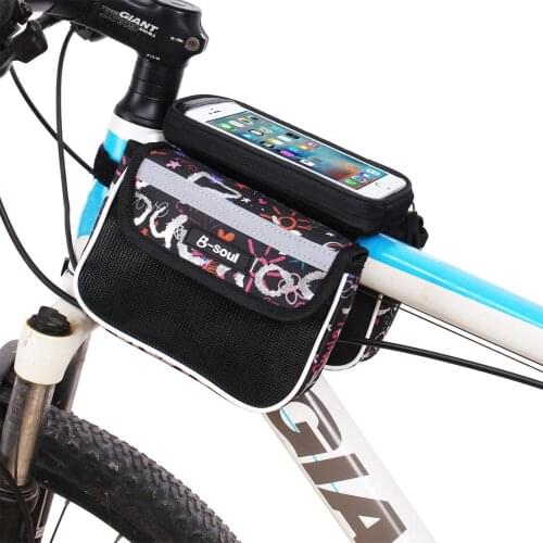 Cycling Waterproof Touch Screen MTB Frame Front Tube Storage Mountain Bike Bag for 5.5 inch Mobile Phone