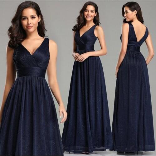 Beauty-Emilt 2020 Hot V Neck Evening Dresses Long A-line Sleeveless Formal Party Dress Woman Gowns Prom Dress Elegant Vestidos