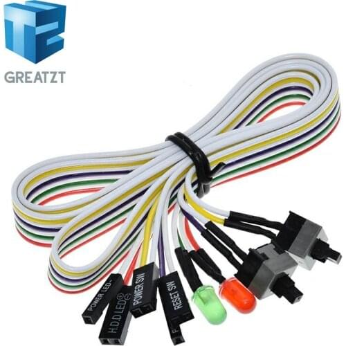 1PCS 65CM Slim PC Compute Motherboard Power Cable Original On Off Reset with LED Light PC Power Reset Switch Push Button Switch