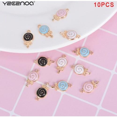 10Pcs/Lot DIY Jewelry Making Findings Enamel Lollipop Candy Charms Alloy Metal Pendants Lovely Lollipop Charms