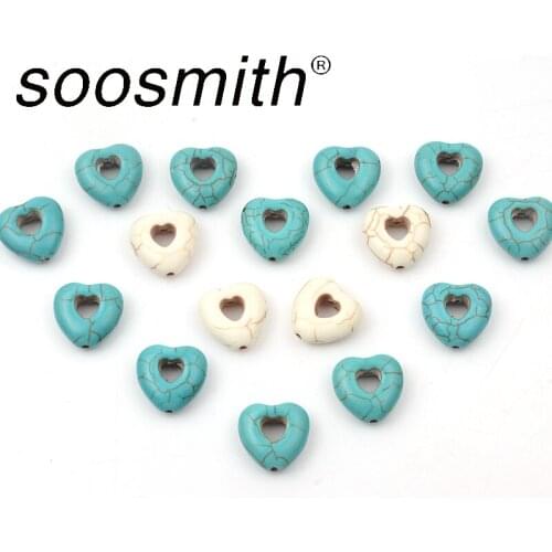 13/18/23mm Hollow Heart-Shaped Turquoise Natural Turquoise Beads For Jewelry Making DIY Accessorie Wholesal