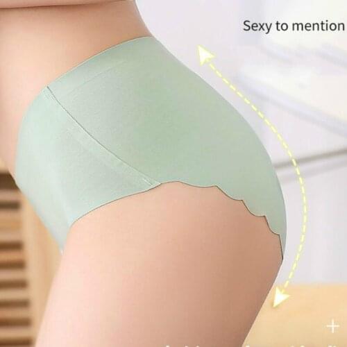 Womens Sexy Mid-waist Breathable Briefs 2/3/4 Pieces Of Ice Silk Traceless Underwear Lady Elastic Large Size Latex Briefs