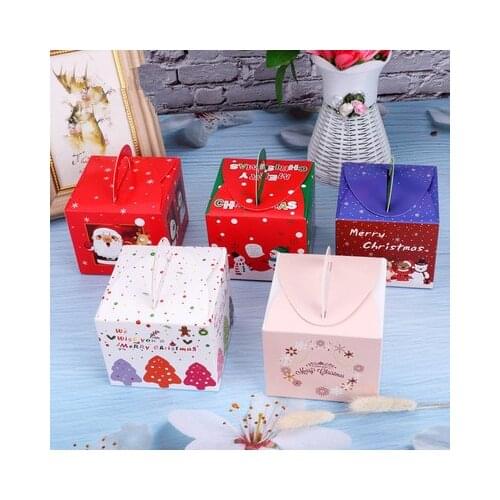 20pcs Square Merry Christmas Paper Packaging Box Santa Claus Favor Gift Box Happy New Year Chocolate Candy Box Party Supplies
