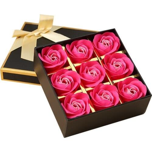 27pcs 3sets Scented Rose Flower Petal with gift box Bath Body Soap flower heads Wedding Party Gift Christmas DIY home decoration