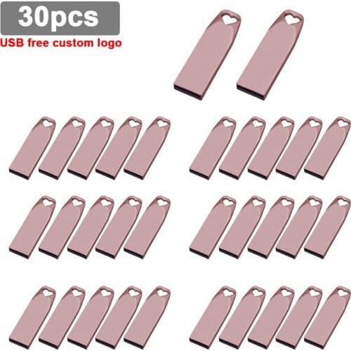 30pcs/lot metal usb flash drive Memory stick pendrive 4GB 8GB 16GB 32GB 64GB wedding gift U disk For photography Customize logo