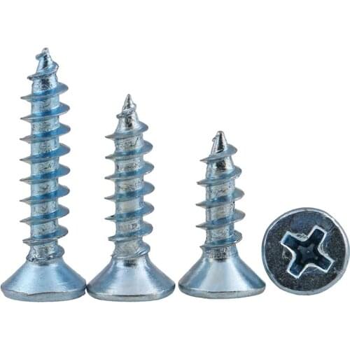 30Pcs M4 M5 Cross recessed Countersunk Head Self-tapping Screws Hardened Blue Zinc