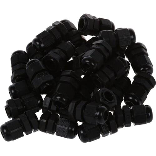 30 Pcs PG7 Waterproof Connector Gland Black for 4-7mm Diameter Cable