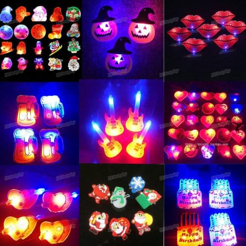 25pcs Party Love LED Flashing Brooch Pin Cartoon Light Glow Badge Gift Decoration Birthday Favor Night Club Bar