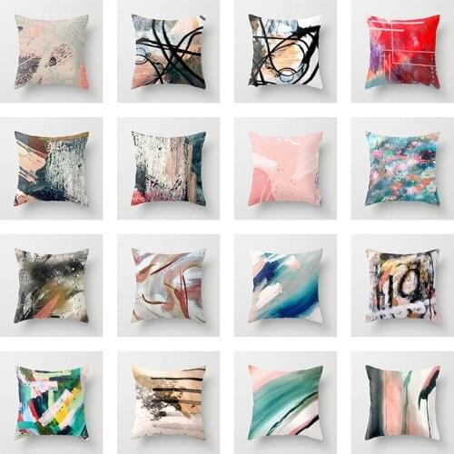 Watercolor pattern in different colors geometry pillow cases short plush high quality square thick pillow covers