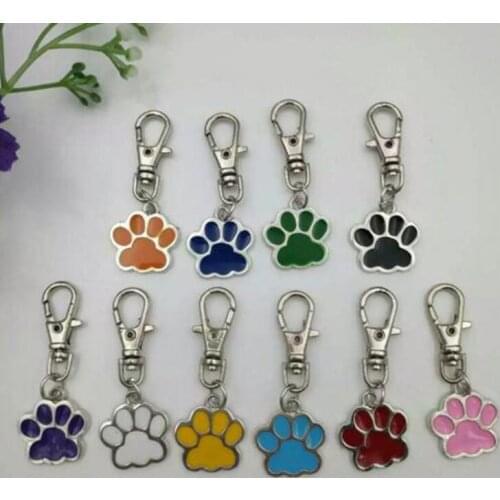Wholesale Mixed Color Enamel Cat Dog/Bear Paw Prints Rotating Lobster Clasp Key Chain Keyrings For keychain bag Jewelry Making