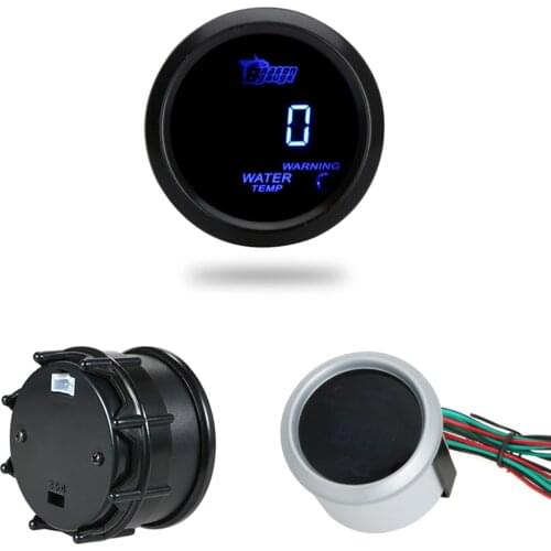 Digital Water Temperature Meter Gauge with Sensor for Auto Car 52mm 2in LCD 40~120Celsius Degree Warning Light Black