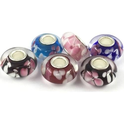 Murano Glass Flower European Beads Fit Charms Bracelets&Bangles Necklace