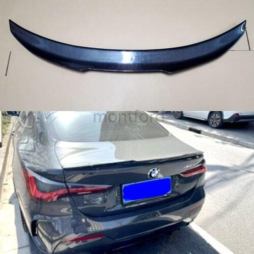 For BMW 4-Series G22 2-Door Sedan & 2020-2022 PSM Style Rear Wing Spoiler Lip Real Carbon Fiber Trunk Spoiler Wing