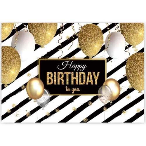 Birthday Party Banner Photography Backdrop Gold Sparkly Balloon Desserts Table Decorations Backdrop Photocalls Studio Photoshoot