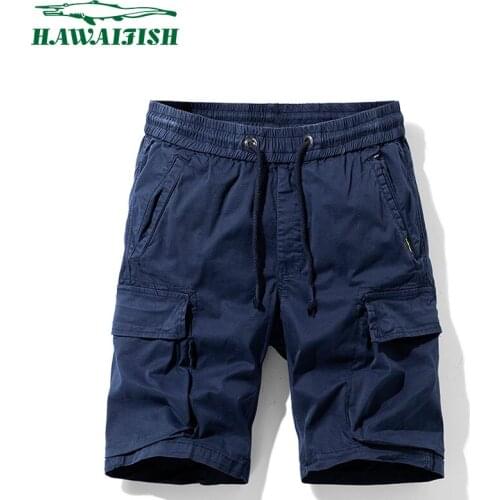Hawaifish brand Mens Cargo Shorts 2021 summer new casual short pants Mid Waist Drawstring Loose style high quality short