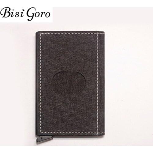 BISI GOROMini Slim Wallet Rfid Blocking Box Metal Men Women Credit Card holder Automatic Pop up Business Card Case Protector