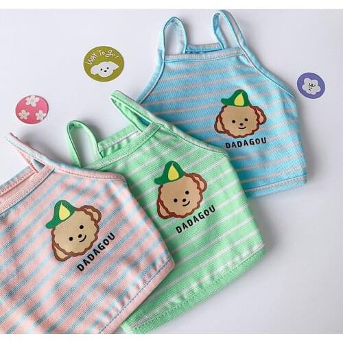 Summer Pet Dog Vest Sweatshirt Cartoon Dog Clothes Cute Puppy Breathable Vest Stripe Dog Clothing Costume Yorkshire Chihuahua