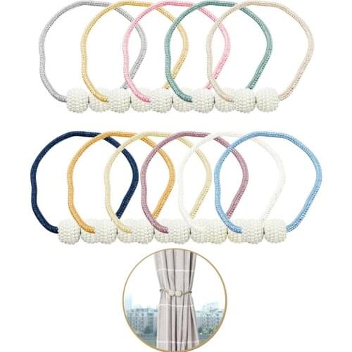 Magnetic Curtain Tieback Rope Buckle Faux Pearl Holder Strap Curtain Accessories Home Decoration