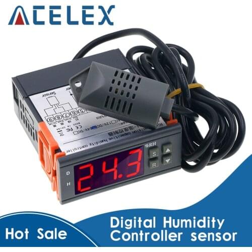 Mini Digital Humidity Controller 1% ~ 99% RH 220V 10A Hygrometer Controller with Humidity Sensor PU Delay Protection Function