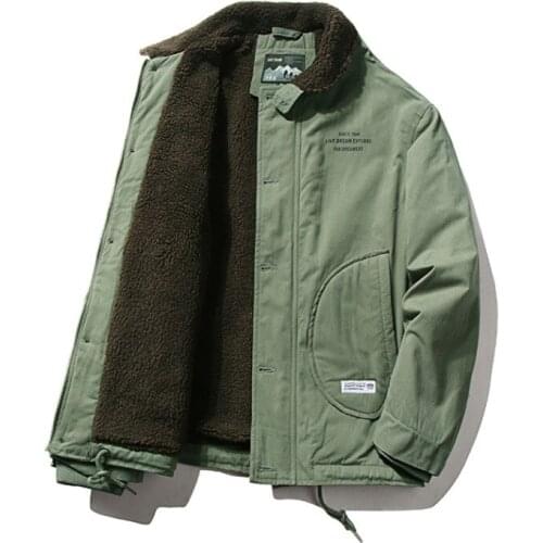 Mens Plush Warm Thickened Work Clothes Coat Outdoor Climbing Cycling Trekking Multi Bag Cotton Padded Jacket Tops Windbreaker